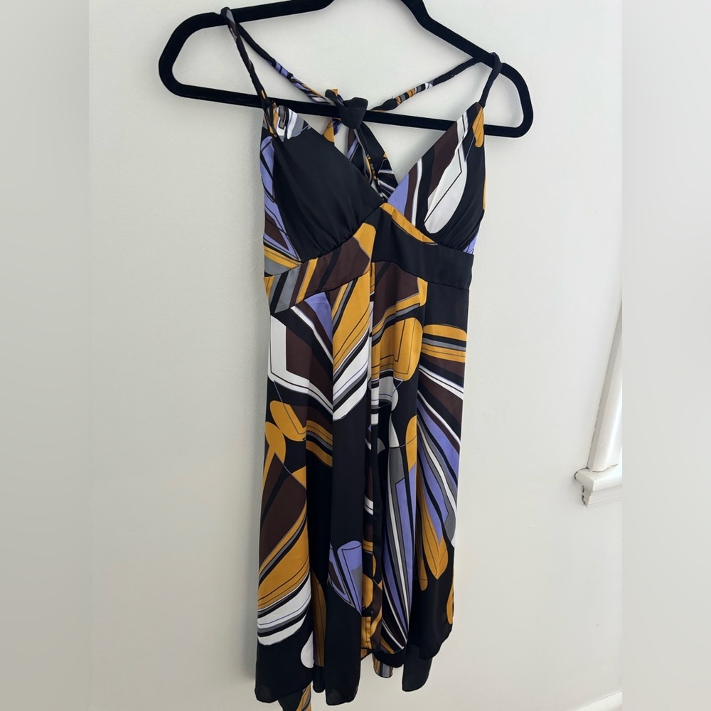 Vintage Satin Multi Colour Patterned Dress - Picture 4 of 10